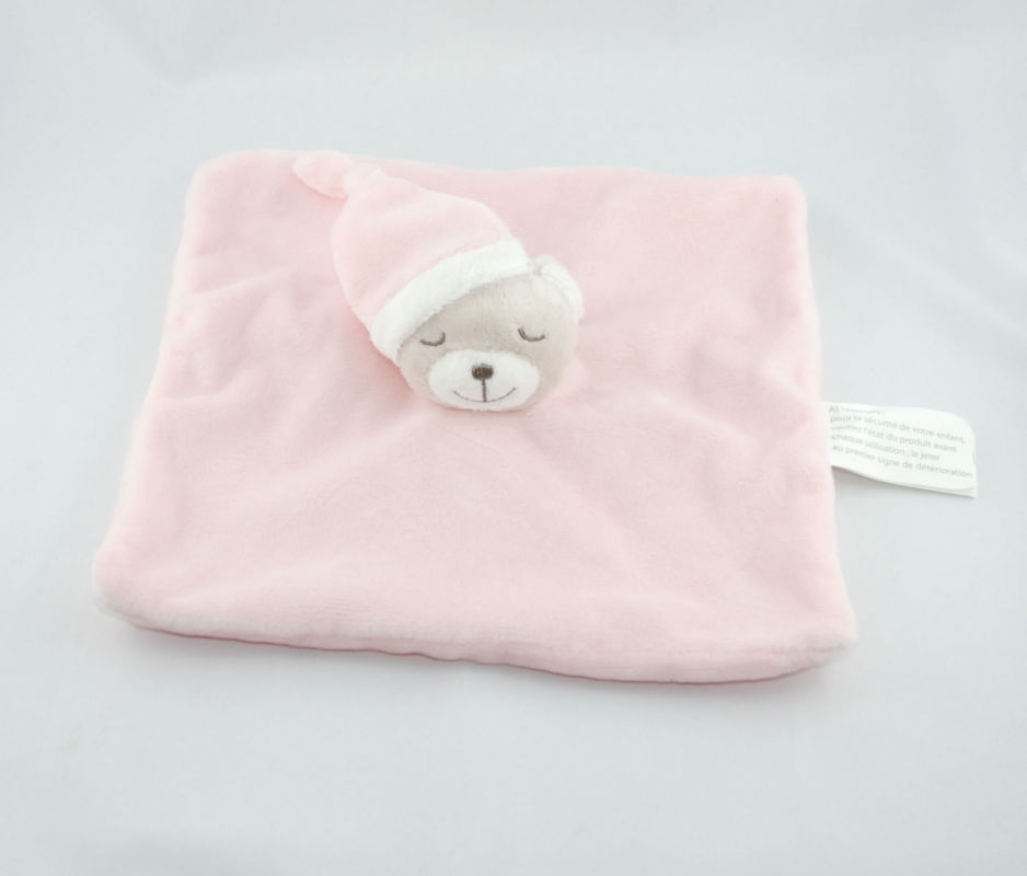  ours plat carré rose blanc beige bonnet 